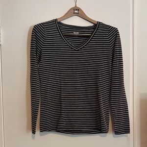 Mossimo Supply Co. Black and Gray Striped Long Sleeve Top